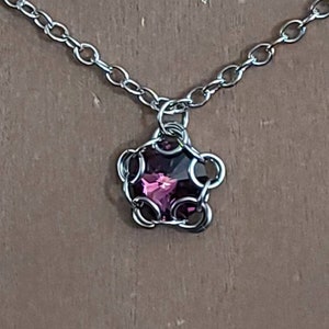 crystal pendant Amethysts  Purple. Necklace pendent. chainmail jewelry. chainmail pendant. High end crystal capture.
