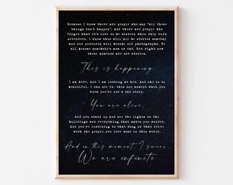 Charlie's Last Letter Print / 5x7" or A4 / Film Quote Wall Art / The Perks of Being a Wallflower / Poster
