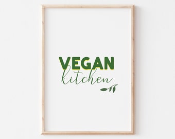 Vegan Kitchen / Wall Art / 5x7", A4, or Postcard / Vegan Wall Art / Vegan Poster / Vegan gift / Gifts for vegans