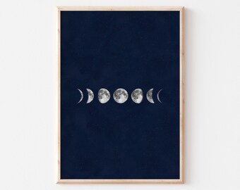 Moon Phase Print / 5x7" or A4 / Lunar Phase / Moon Print / Astronomy / Poster