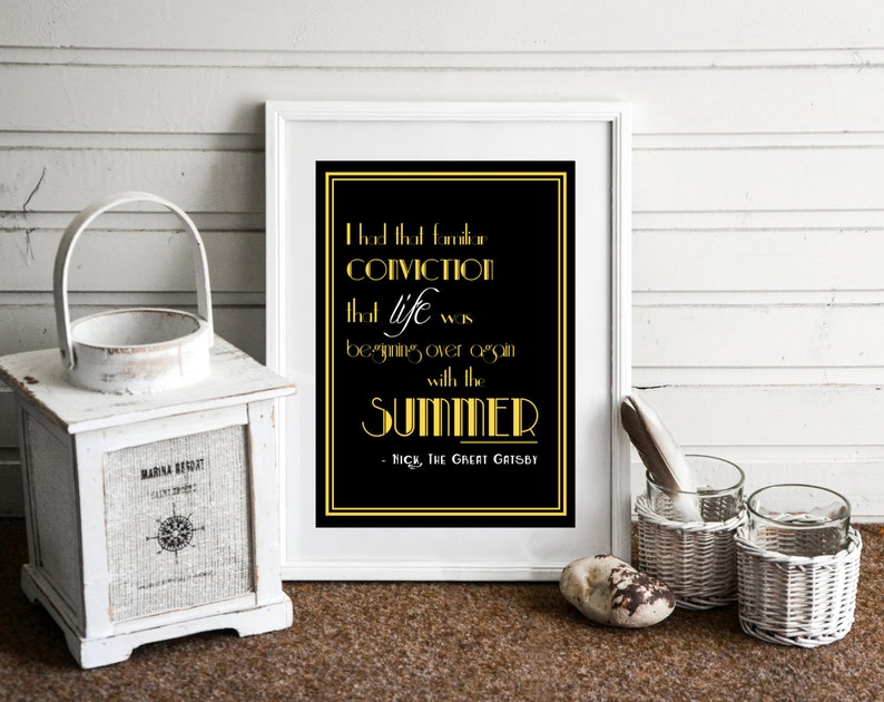 The Great Gatsby Quote A4 Print Wall Art 1920's. FREE Etsy