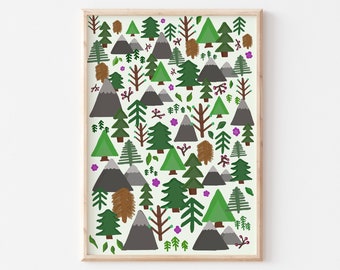 In The Forest Print / 5x7" or A4 / Forest Print / Mountains / Outdoors / Hiking / Poster