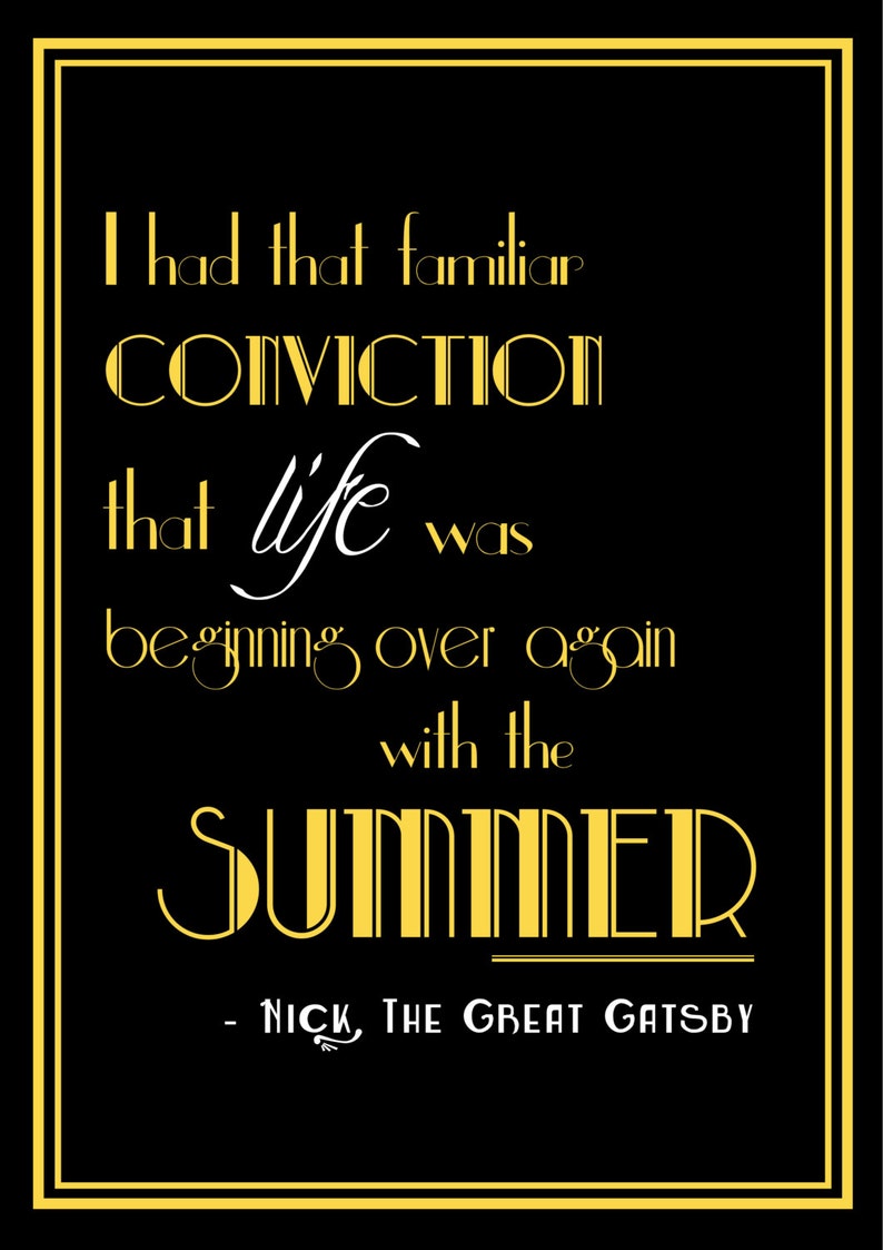 The Great Gatsby Quote A4 Print Wall Art 1920's. FREE Etsy