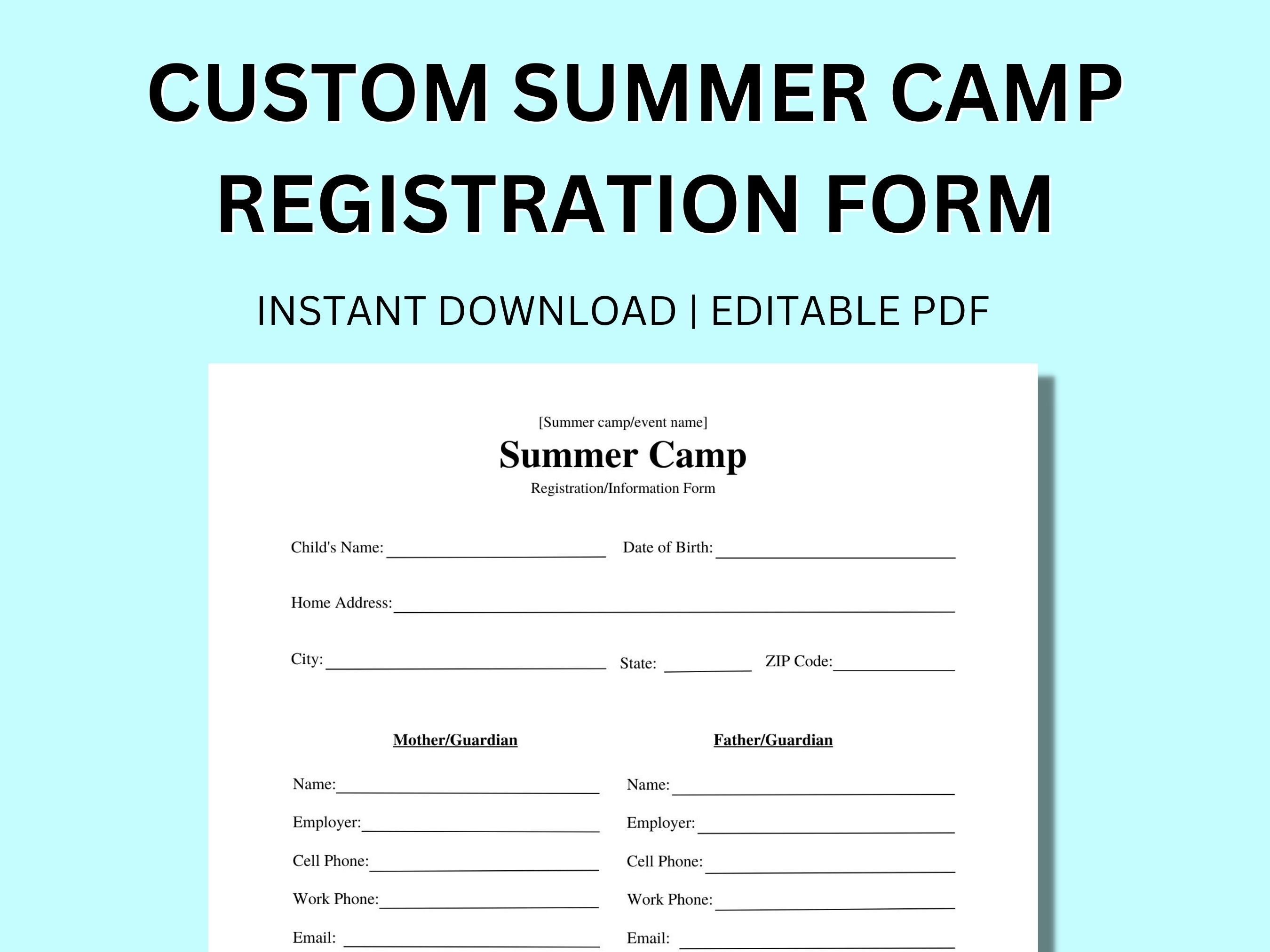 Custom Summer Camp VBS Event Registration Editable Instant Etsy
