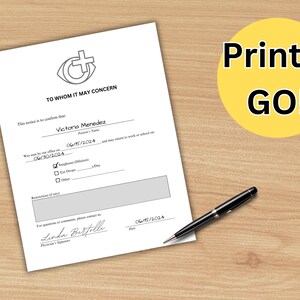 Eye Doctor Excuse Optometry Note for School PDF Template Eye Excuse ...
