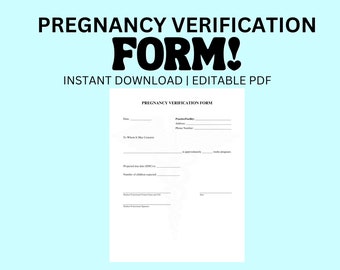 Formulario de verificación de embarazo (PDF) Formulario de la oficina de recursos humanos Carta de prueba de embarazo Descarga instantánea Formulario editable para trabajo, escuela, obstetricia y ginecología