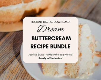 Paquete de recetas de glaseado de crema de mantequilla / Glaseado para pasteles sin claras de huevo / Recetas de postres fáciles / Descarga instantánea en PDF