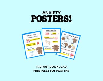 Anxiety Poster with Calming Strategies Printable PDF Therapy Office Decor Child Development Psychology Mental Health School Classroom Print