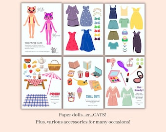 Ausdruckbare Papierkatze: Aktivitäten-Kit zum Anziehen (PDF)