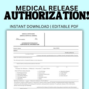 Editable Medical Authorization Release Form (PDF Download)