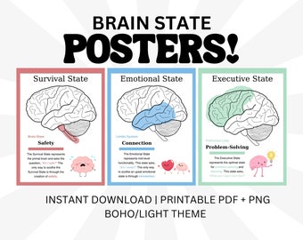 Brain Anatomy Poster Printable PDF PNG Wall Art Human Anatomy Therapy Office Decor Child Development Psychology Mental Health School Print
