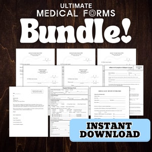 Benutzerdefinierte Arzt Note Entschuldigung PDF Vorlage Set mit 9 Bundle, Arzt Entschuldigung Sofortiger Download Bearbeitbare PDF-Vorlage für Arbeit und Schule Set