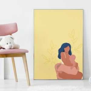 Breastfeeding Art Print: Black Woman, Prenatal Chart (Digital Download)