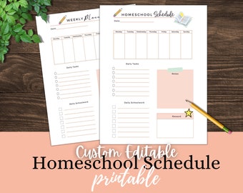 Horario de educación en casa imprimible: Registro de tareas editable, tabla de tareas (descarga en PDF)