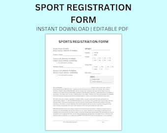 Modulo di iscrizione al campo estivo di calcio, modello PDF modificabile / Modulo sportivo / Campo estivo di calcio, tennis, baseball, atletica leggera, download immediato