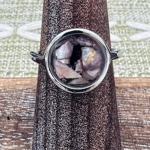 Hawaiian Shell Resin Ring, Stainless Steel, Beach Shell Ring, Purple Oyster Shell Ring