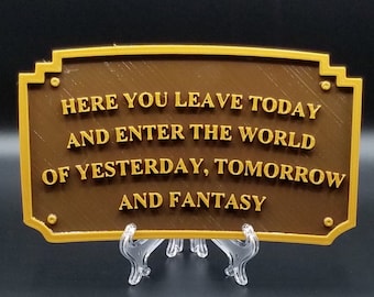 Main Street Entranceway Welcome Plaque DL Inspired Sign - Dual Brown / Gold Color ( Disney Home Decor )