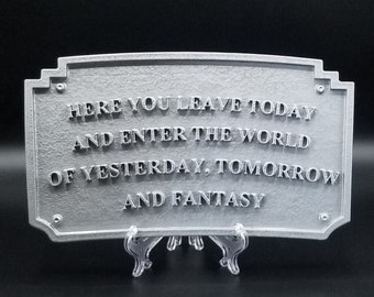 Main Street Entranceway Welcome Plaque DL Inspired Sign - Antique Hammered Silver Shade ( Disney World Home Decor Inspired Prop )