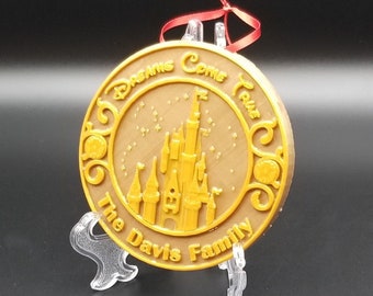 Personalized Main Street Disney Castle Inspired Christmas Ornament ( Customized Family Lettering )