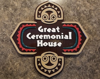 Full Scale Personalized Polynesian Themed Sign / Plaque - Great Ceremonial House ( Disney Home Decor Resort Inspired Prop Replica )