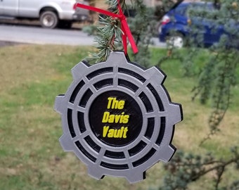 Personalized Fallout Vault Door Themed Christmas Ornament - CUSTOM COLOR LETTERING