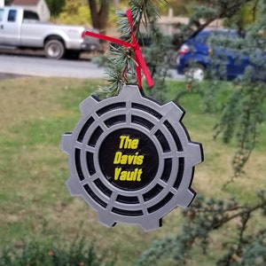 Personalized Fallout Vault Door Themed Christmas Ornament - CUSTOM COLOR LETTERING