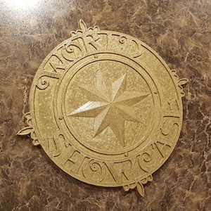 Disney Epcot World Showcase Inspired Sign / Plaque Prop Replica - Hammered Gold Coloring ( Vintage Disney Epcot Inspired Replica )