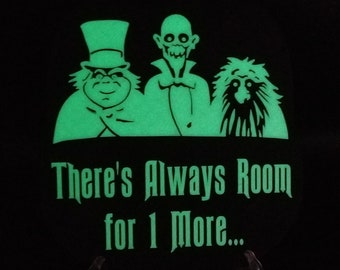 Haunted Mansion Ride Hitchhiking Ghosts Inspired Glow in the Dark Sign / Plaque Replica ( Disney Home Decor Prop )