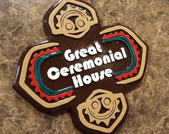 Polynesian Great Ceremonial House Sign Inspired Replica Plaque (Custom / Personalized Lettering Available) ( Polynesia Inspired Home Decor )