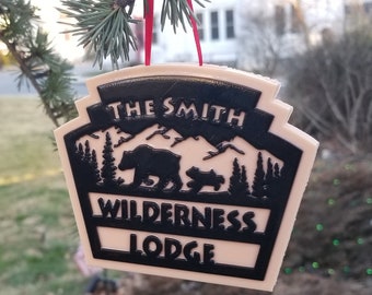 Personalized Disney World Fort Wilderness and Wilderness Lodge Inspired Ornament ( Christmas Inspired Replica )