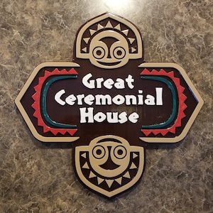Polynesian Resort Inspired Full Scale Great Ceremonial House Sign / Plaque Replica - Disney Resort Park Tiki Prop