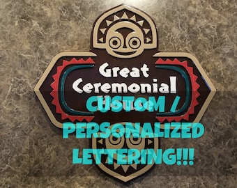 Personalized Custom Lettering Full Scale Polynesian Themed Longhouse Sign / Plaque - ( Disney Resort Polynesia / Park Tiki Replica Prop )
