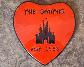 Personalized Disney Parks Castle Inspired Couple's Anniversary Sign / Plaque / Gift ( Disney Inspired Valentines Day Gift )
