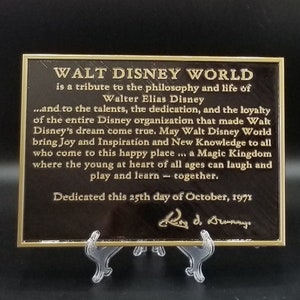 Disney World Dedication Plaque Replica Inspired Sign - ( Home Decor Inspired Prop )
