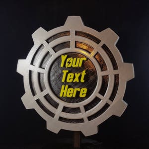 Placa o letrero con temática de puerta de bóveda personalizado: texto personalizado (decoración de pared o del hogar)