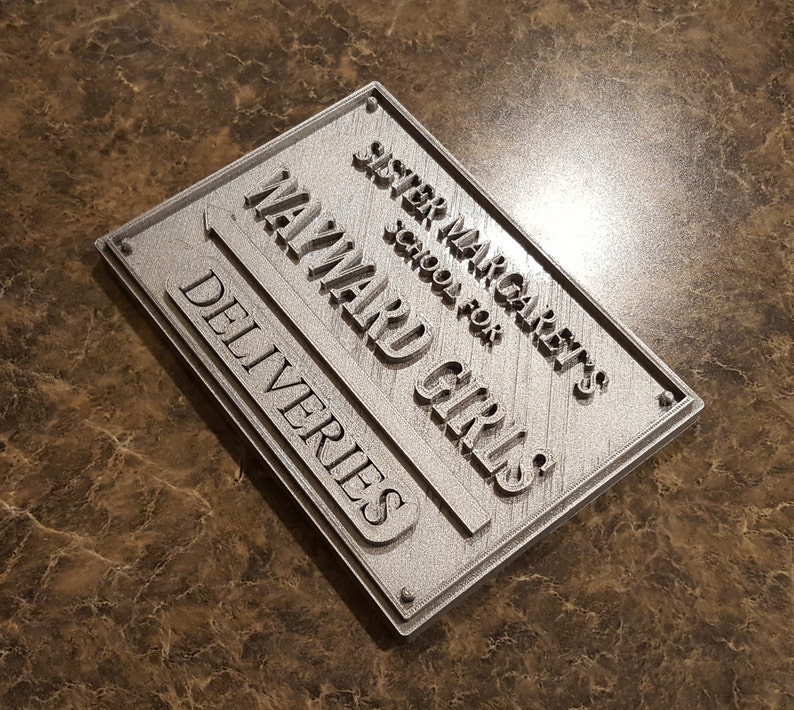 Deadpool Inspired Sister Margaret's School for Wayward Girls Plaque / Sign Silver Shade image 5