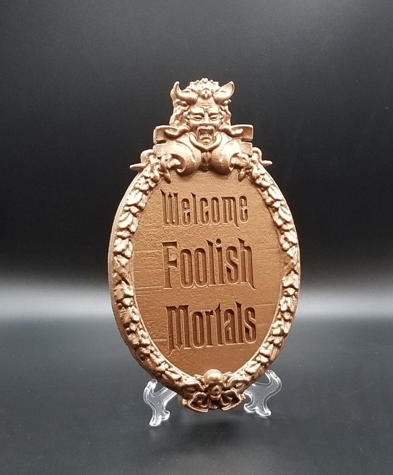 Haunted Mansion Welcome Foolish Mortals Inspired Prop Sign / Plaque Replica Welcome Disney Prop Inspired Replica Bronze Shade image 3