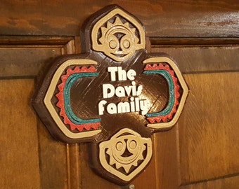 Personalized Polynesian Themed Family Last Name Sign / Plaque ( Disney Tiki Polynesia Resort / Park Prop Inspired Replica )