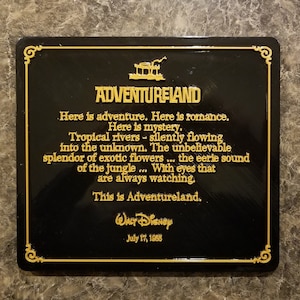 Adventureland Dedication Plaque Replica Inspired Sign - Walt Disney Quote ( Disney World Prop Inspired Replica )