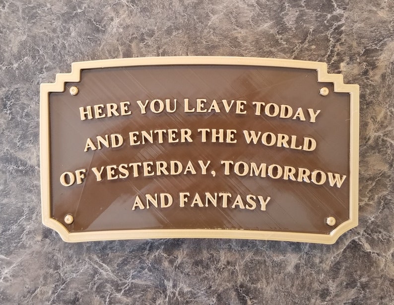 Here You Leave Today Disneyland-Eingangsschild Dual-Braun/Gold-Farbe Disney-Prop-inspirierte Nachbildung Bild 7