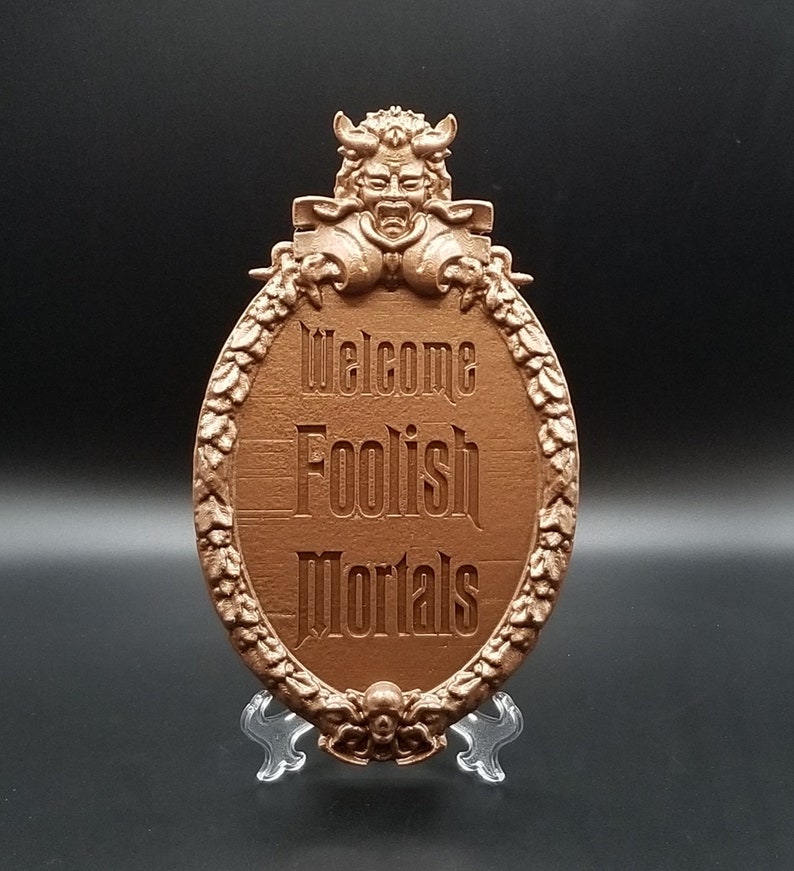 Haunted Mansion Welcome Foolish Mortals Inspired Prop Sign / Plaque Replica Welcome Disney Prop Inspired Replica Bronze Shade image 1