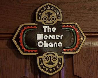 Personalized Polynesian Ohana Themed Family Last Name Sign / Plaque ( Disney Tiki Polynesia Resort / Park Prop Inspired Replica )