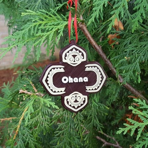 Polynesian Themed Ohana Christmas Ornament Set of 4 image 3