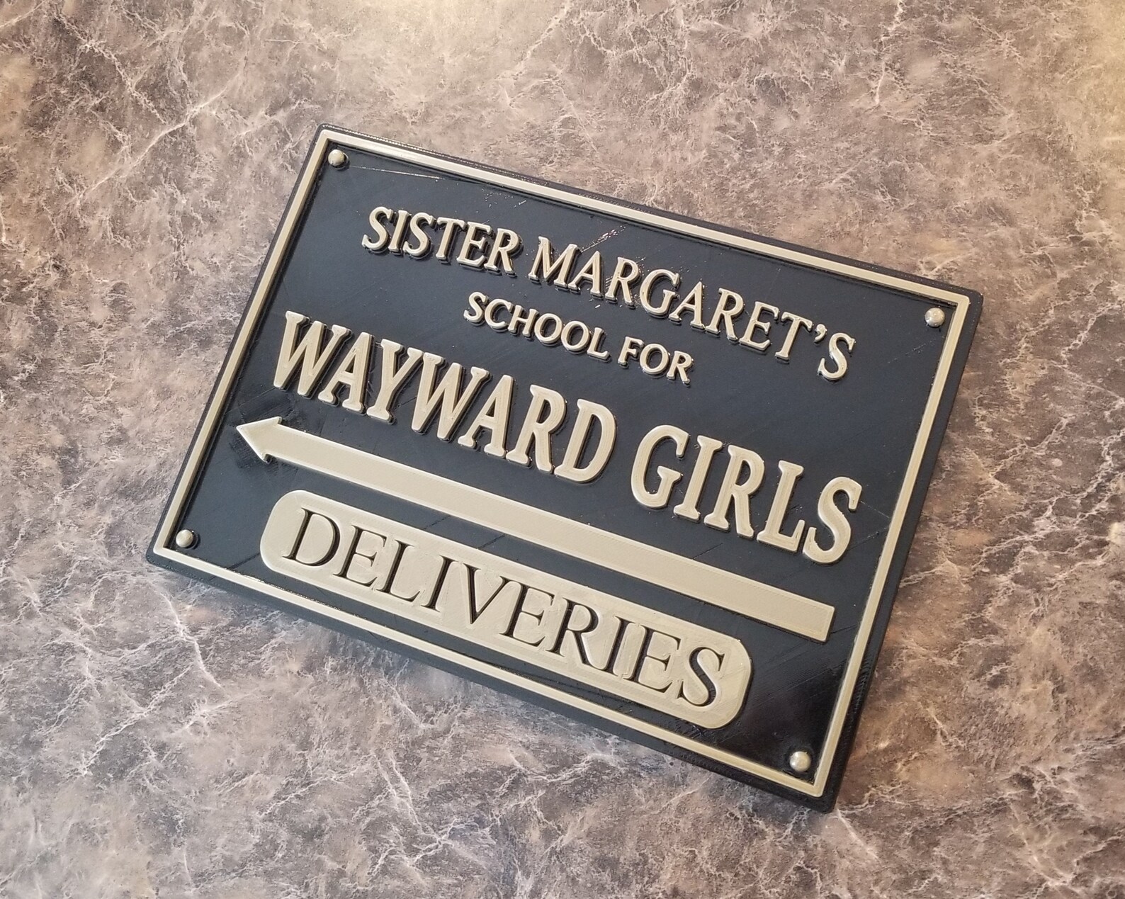 Movie Prop Replica Plaque: "Sister Margaret's School For Wayward Girls" Wall Sign - View #4
