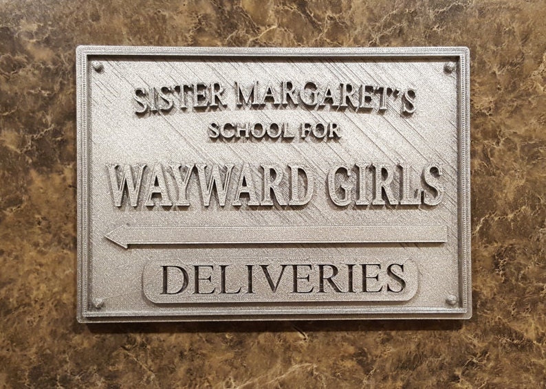 Deadpool Inspired Sister Margaret's School for Wayward Girls Plaque / Sign Silver Shade image 2