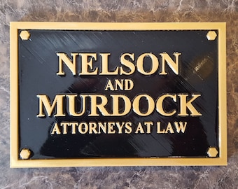 Daredevil Inspired Nelson and Murdock Attorney Sign / Plaque Replica