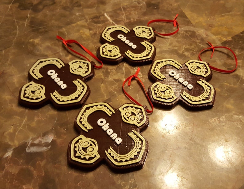 Polynesian Themed Ohana Christmas Ornament Set of 4 image 2