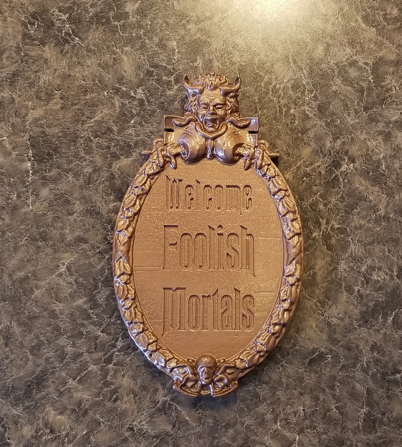 Haunted Mansion Welcome Foolish Mortals Inspired Prop Sign / Plaque Replica Welcome Disney Prop Inspired Replica Bronze Shade image 7