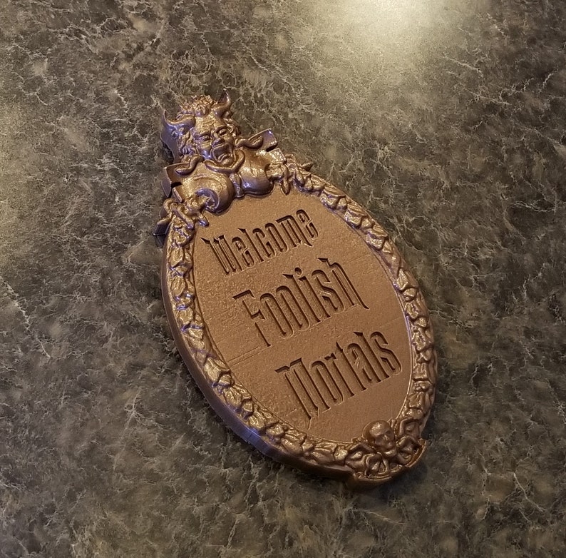 Haunted Mansion Welcome Foolish Mortals Inspired Prop Sign / Plaque Replica Welcome Disney Prop Inspired Replica Bronze Shade image 6