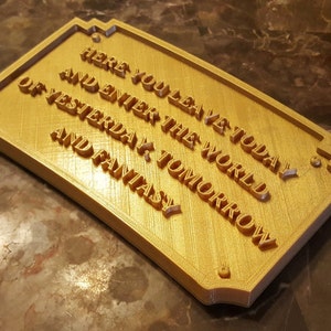 Main Street Entranceway Welcome Plaque DL Inspired Sign - Gold Shade ( Disney Resort / Park Home Decor Prop Inspired Replica )